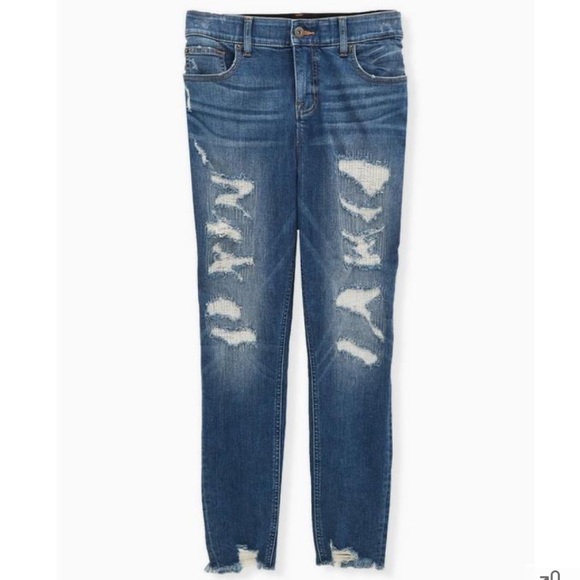 Tall Inseam - Bombshell Skinny Premium Stretch High-Rise Destructed Jean - Picture 5 of 12